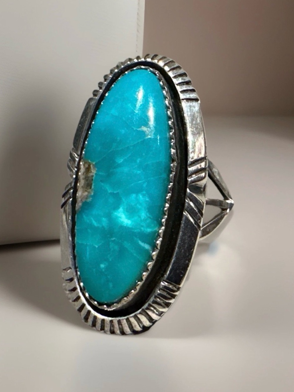 Navajo Sterling Silver and Turquoise Ring; Size 9, William G Johnson
